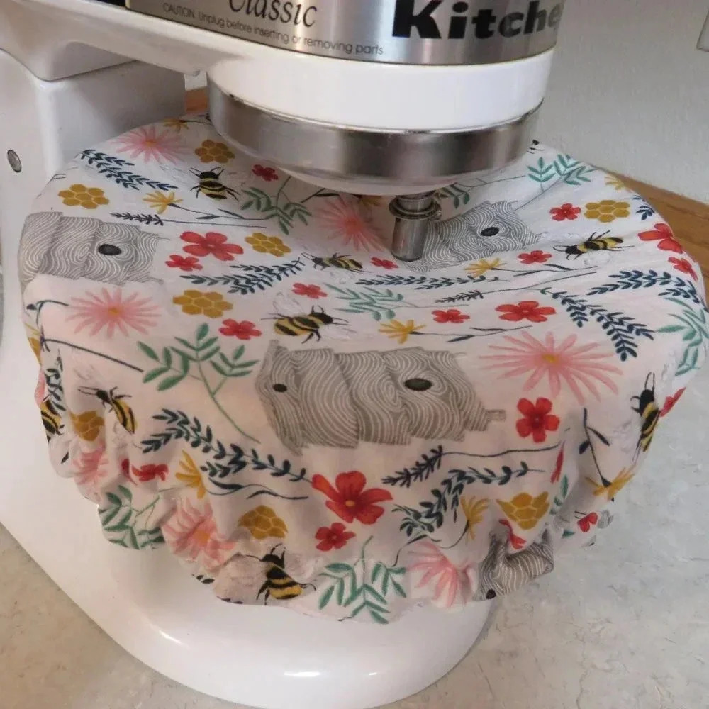 Kitchenaid Bowl Cover, Reversible Bees and Floral Mixer Bowl Cover